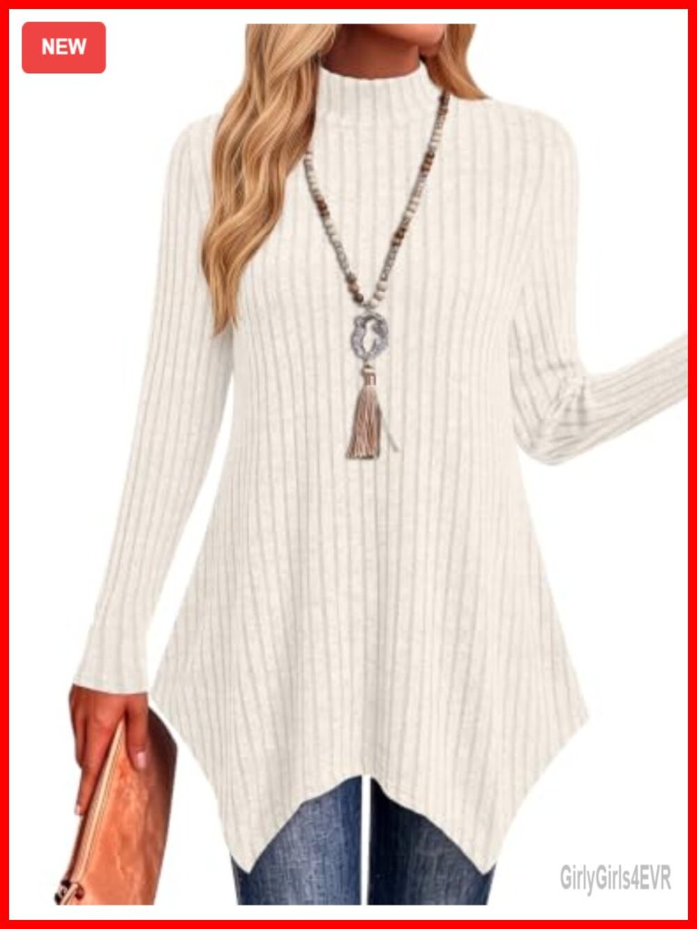 Mock Turtleneck Tunic Sweater Long Sleeve Asymmetrical Hem Fall Winter Pullover